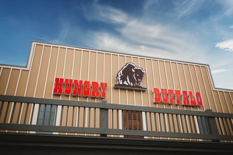 Signage of Hungry Buffalo restaurant in Hocking Hills