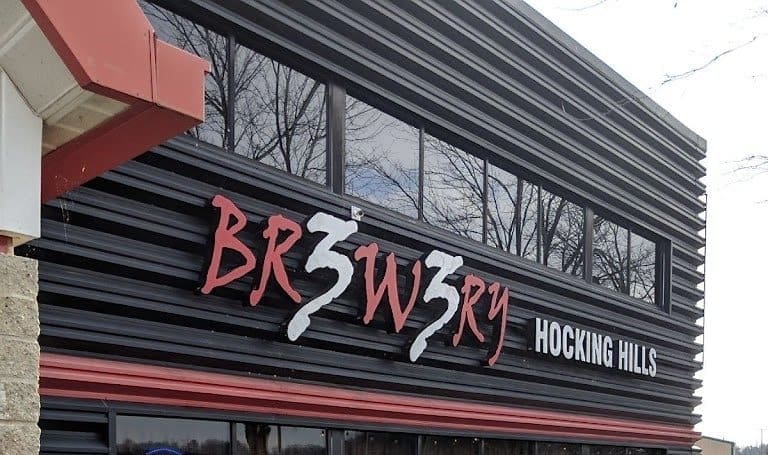 Exterior signage of Brewery 33 in Hocking Hills