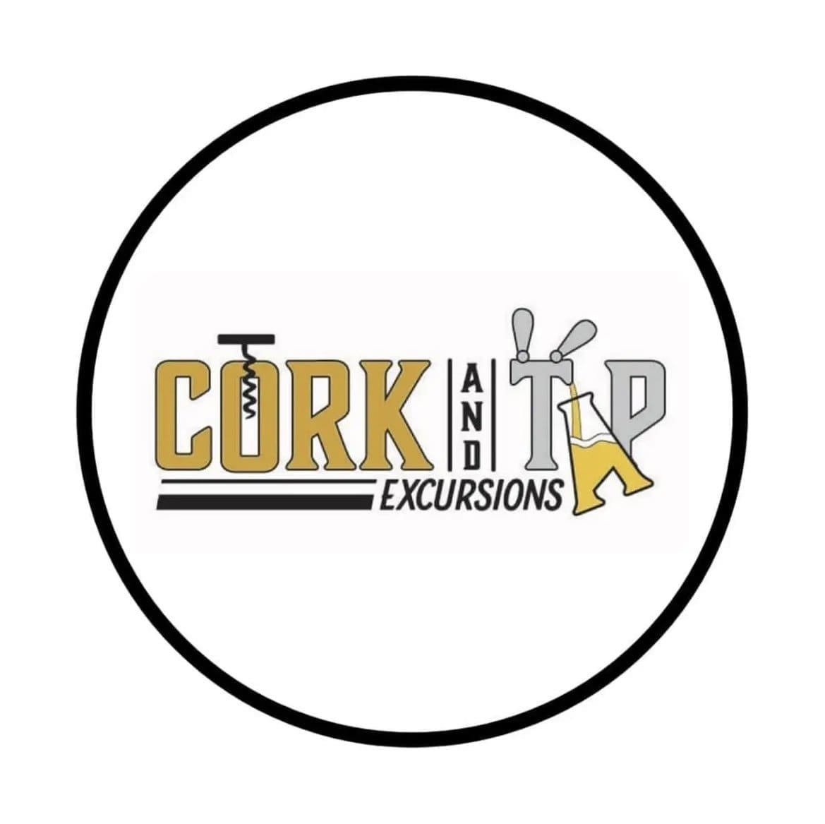 Cork & Tap Excursions logo offering wine, brewery, and distillery tours with transportation