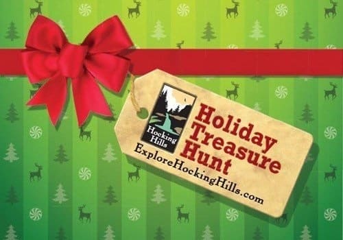 Holiday Treasure Hunt ticket with red ribbon
